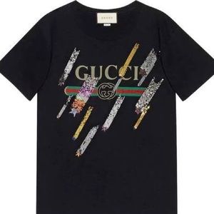 Gucci Sequin-embellished cotton-jersey T-shirt (M)